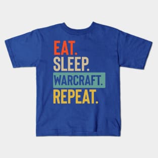 Eat Sleep warcraft Repeat retro Kids T-Shirt